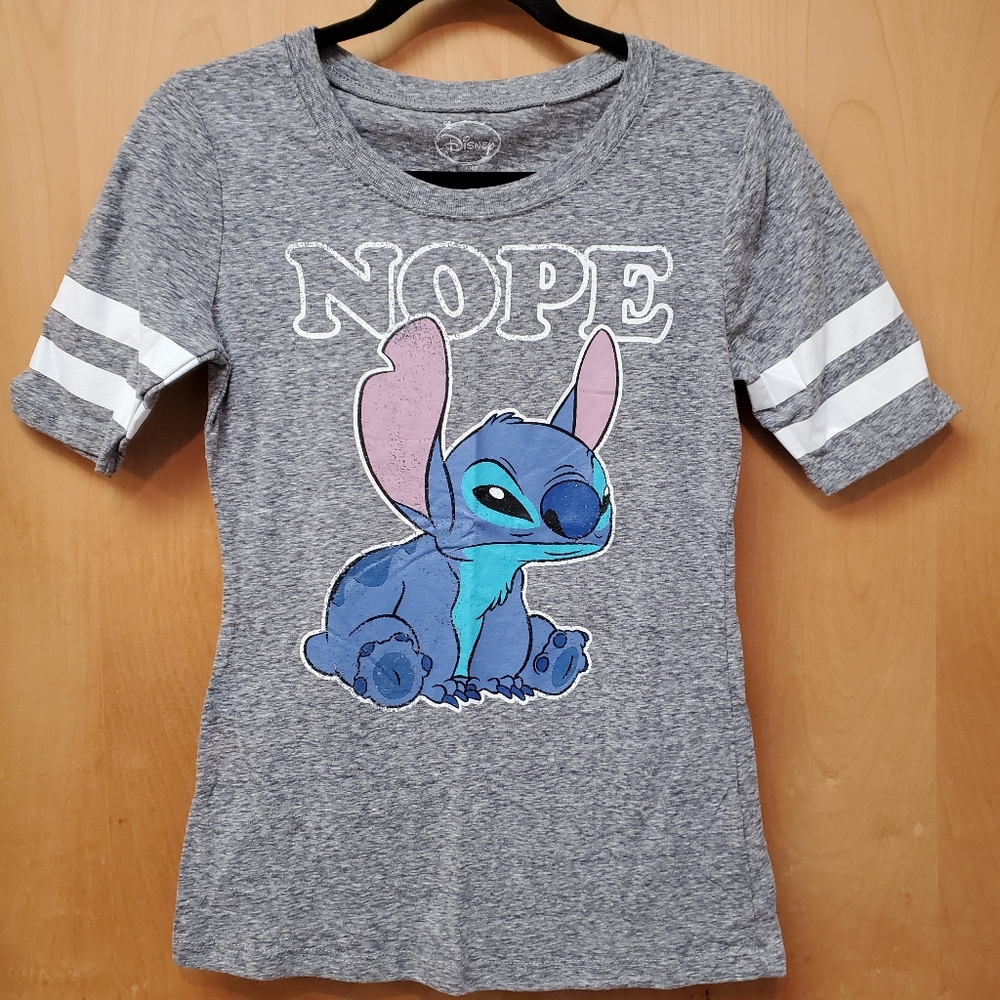 🟦 Disney Heather Gray NOPE Stitch Tee - Size Small